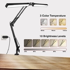 24W Table Lamp with Clamp Folding Swing Arm Double Heads led Desk Lamp